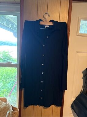 Michael Stars Women’s Black Button-Front Long Sleeve Dress xs